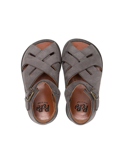 Pèpè Crossover-strap Leather Sandals In Grey