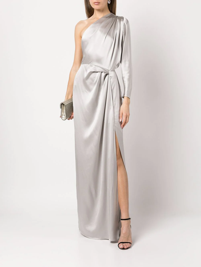 Shop Michelle Mason Twist-detail Silk Gown In Neutrals