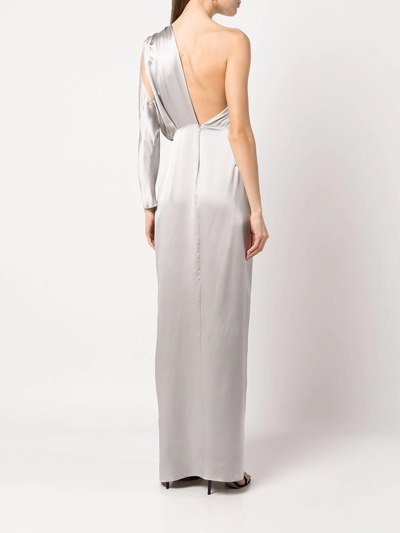 Shop Michelle Mason Twist-detail Silk Gown In Neutrals