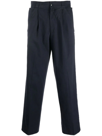 Pre-owned Versace 1980s Cropped Straight-leg Trousers In Blue