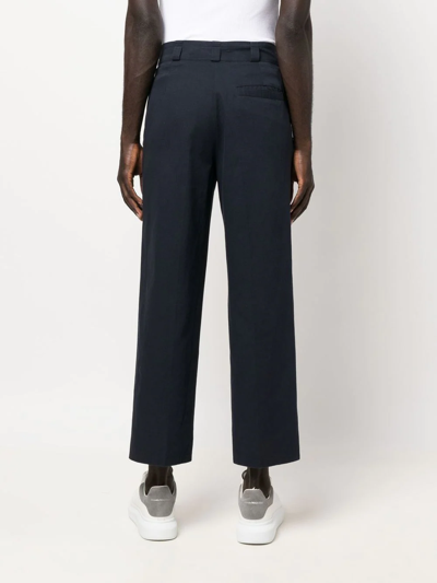 Pre-owned Versace 1980s Cropped Straight-leg Trousers In Blue