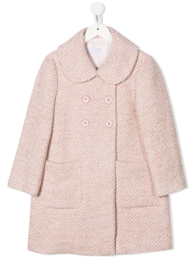 Shop Monnalisa Marl Double-breasted Coat In Pink