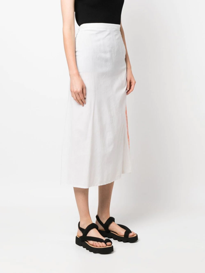 Pre-owned Yohji Yamamoto 2000s Logo-tape Midi Skirt In White