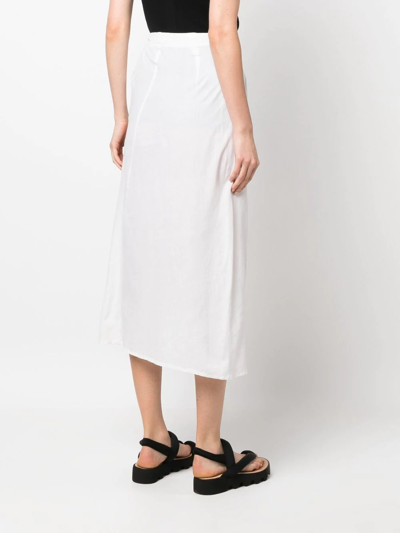 Pre-owned Yohji Yamamoto 2000s Logo-tape Midi Skirt In White