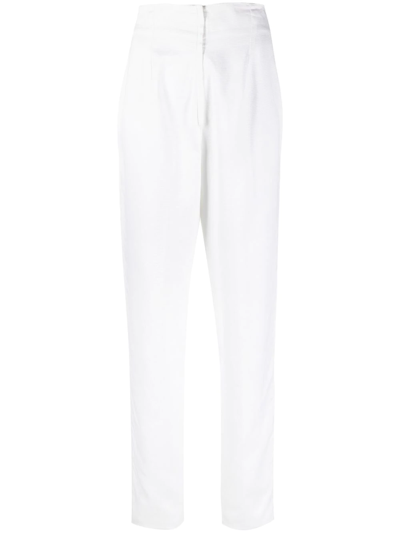 Pre-owned Versace 2000s High-waisted Straight-legged Trousers In White