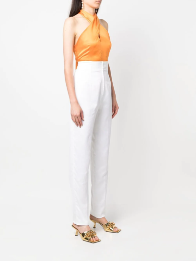 Pre-owned Versace 2000s High-waisted Straight-legged Trousers In White