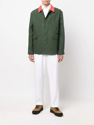 Shop Mackintosh Drizzle Waxed Cotton Jacket In Green