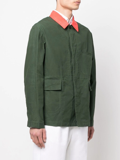 Shop Mackintosh Drizzle Waxed Cotton Jacket In Green