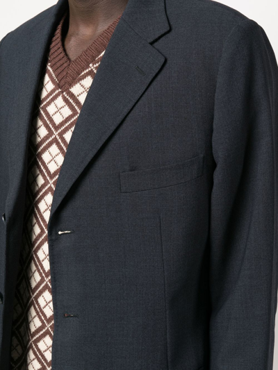 Pre-owned Burberry 单排扣羊毛夹克（2000年代典藏款） In Blue