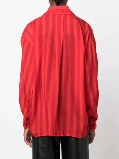 Pre-owned Gianfranco Ferre 1990s Shawl Lapels Striped Jacket In Red