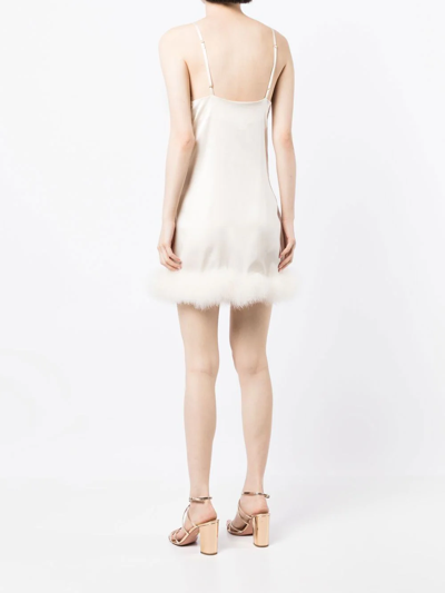 Shop Gilda & Pearl Celeste Feather-trim Mini Dress In Neutrals