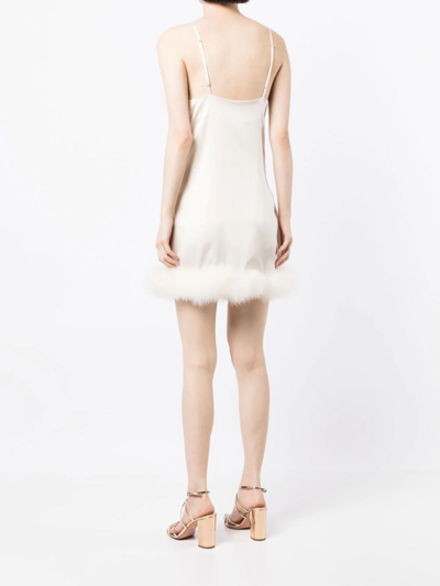 Gilda & Pearl Celeste Silk And Feather Slip Dress In Neutrals