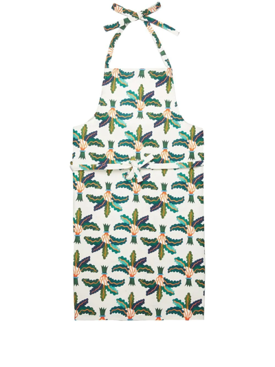 La Doublej Palms Cotton Apron In White