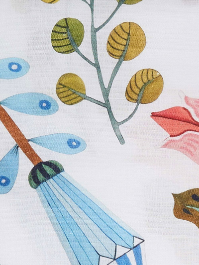 La Doublej Turning Tulips Linen Tablecloth In White