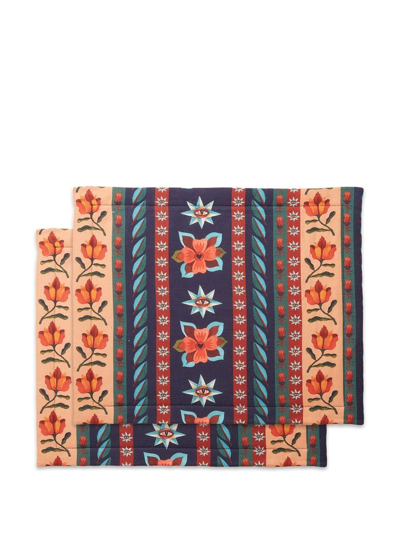 Shop La Doublej Strisce Set Of Two Table Mats In Blue