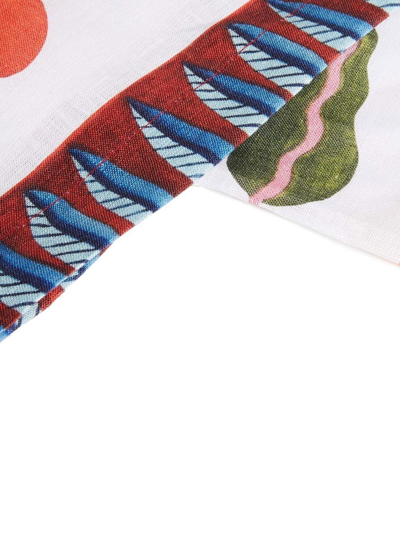 La Doublej Turning Tulips Linen Tablecloth In White