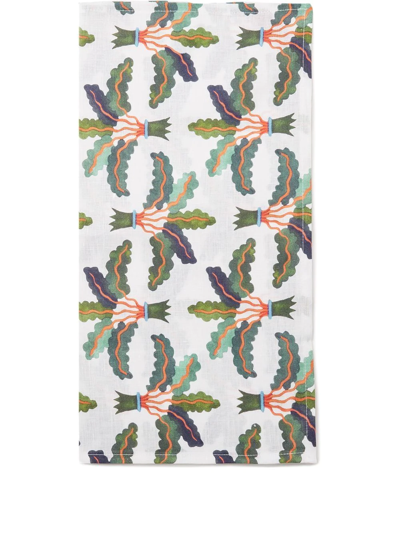 Shop La Doublej Palms Set Of Two Large Napkins In White