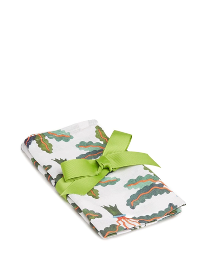 La Doublej Palms Set Of Two Large Napkins In White