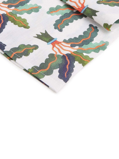 La Doublej Palms Set Of Two Large Napkins In White