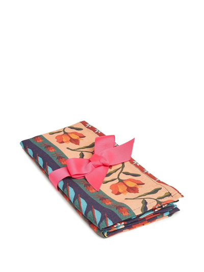 La Doublej Strisce Set Of Two Large Napkins In Blue