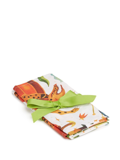 Shop La Doublej Jungle Book Set Of Two Large Napkins In White