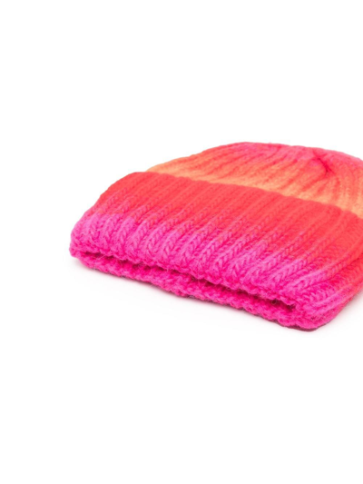 Shop Msgm Gradient-effect Knit Beanie In Orange