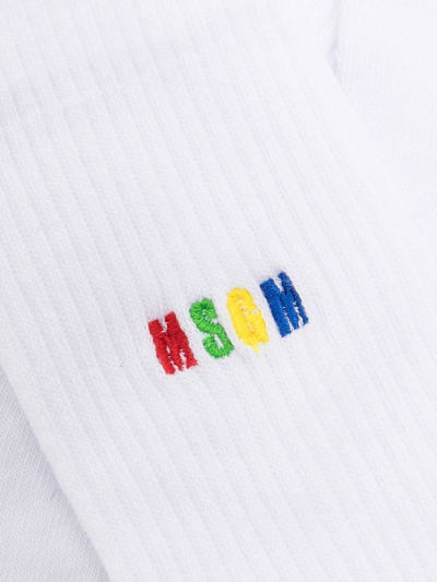 Msgm Embroidered-logo Detail Socks In White