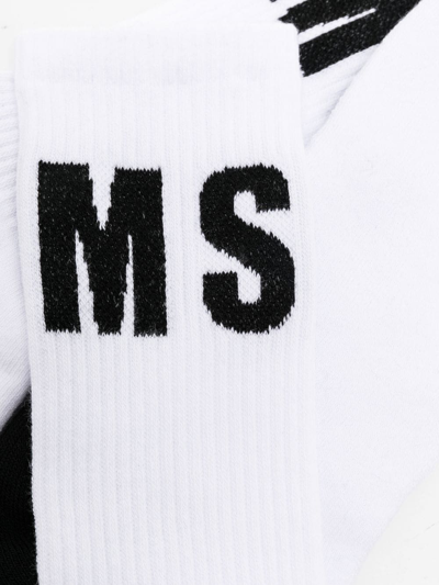 Shop Msgm Logo-print Detail Socks In White