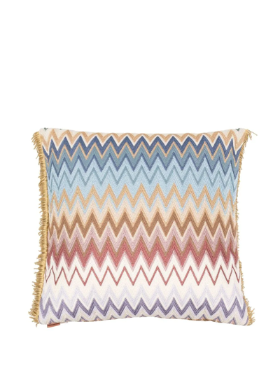 Shop Missoni Margot Zigzag-woven Cushion In Green