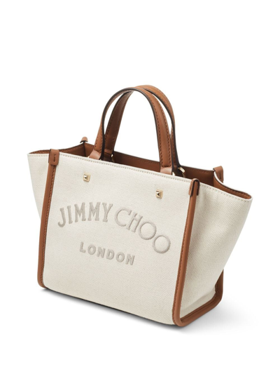Shop Jimmy Choo Varenne Embroidered-logo Tote Bag In Neutrals
