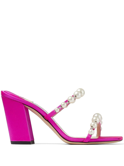 Shop Jimmy Choo Amara Satin 85mm Sandals In Pink