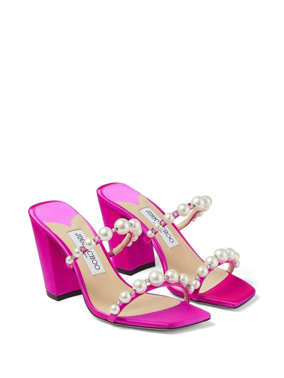 Jimmy Choo Amara Satin 85mm Sandals In Pink