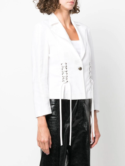 Pre-owned Valentino 2000s Lace-up Detailing Jacket In White