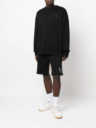 Shop Valentino Vltn Two-tone Track Shorts In Black