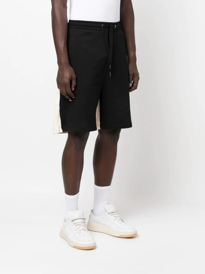 Shop Valentino Vltn Two-tone Track Shorts In Black