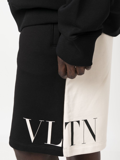 Shop Valentino Vltn Two-tone Track Shorts In Black