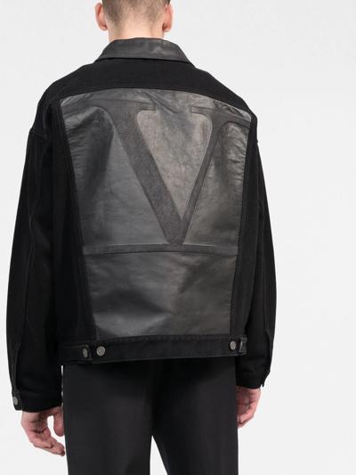 Shop Valentino Logo-embossed Panelled Jacket In Black