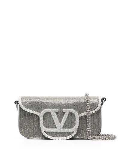 Small Locò Shoulder Bag With Crystals for Woman in Silver