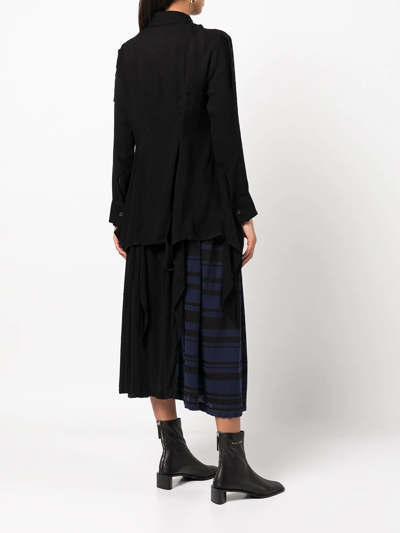Shop Yohji Yamamoto Asymmetric-hem Long-sleeve Shirt In Black