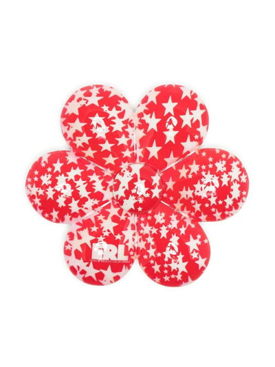 Shop Erl Star-print Flower Brooch In Red