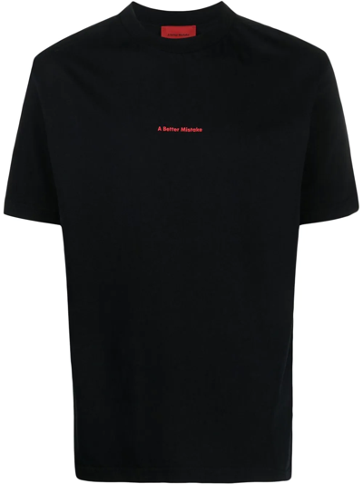Shop A Better Mistake Logo-print Organic Cotton T-shirt In Black