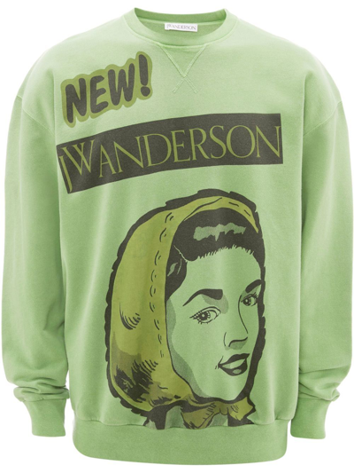 Shop Jw Anderson Graphic-print Sweatshirt In Green