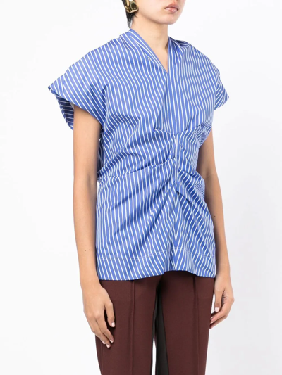 Shop Colville Heiress Ruched-detail Blouse In Blue