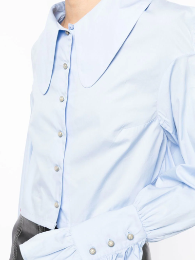 Shop Charles Jeffrey Loverboy Fairy Ruffle-sleeve Detail Shirt In Blue