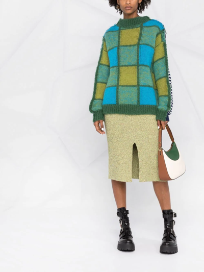 Shop Marni Mixed Knit Jumper In Green