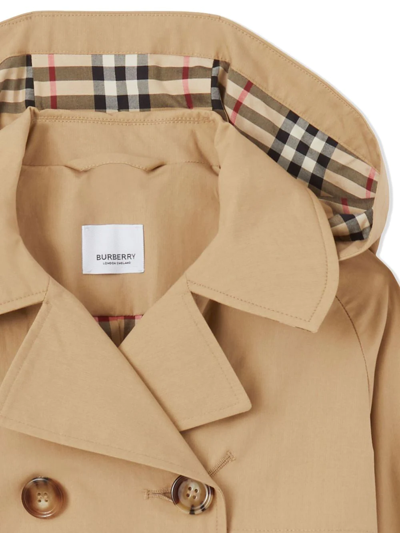 Shop Burberry Check-trim Pleated Trench Coat In Neutrals