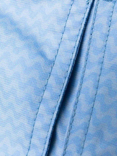 Shop Frescobol Carioca Zig-zag Print Swim Shorts In Blue