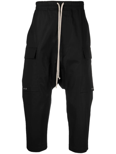 Shop Rick Owens Cropped Cargo Trousers In Black