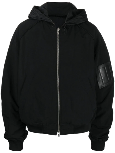 Shop Juunj Long-sleeve Hooded Jacket In Black