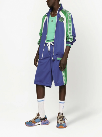 Shop Dolce & Gabbana Colour-block Track Shorts In Blue